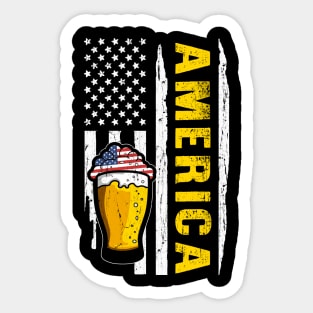 America Beer American Flag 4th of July Sticker